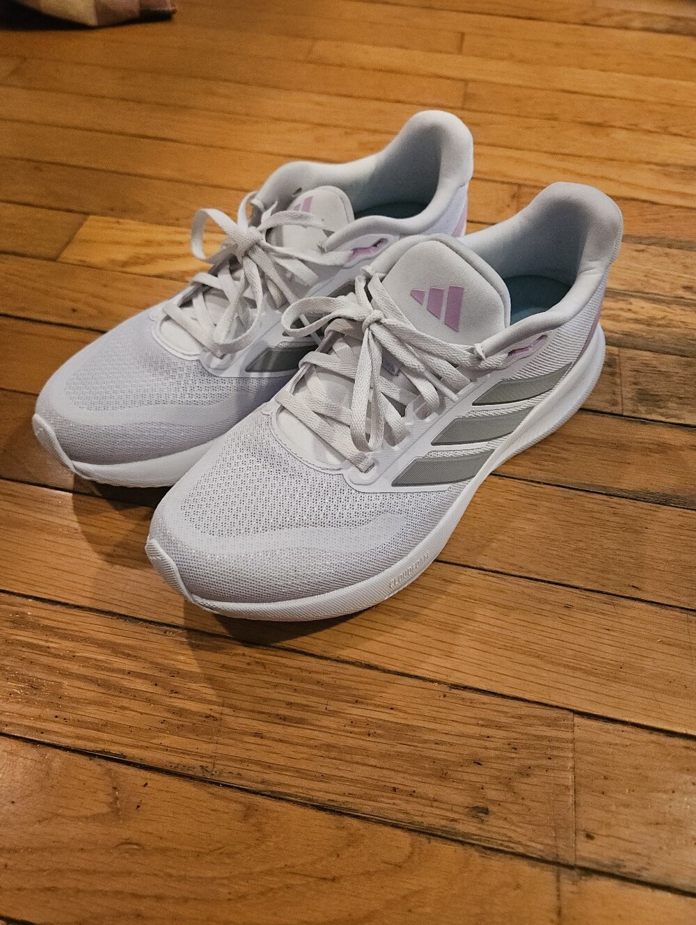 adidas Women's White Sneakers with Pink Accents